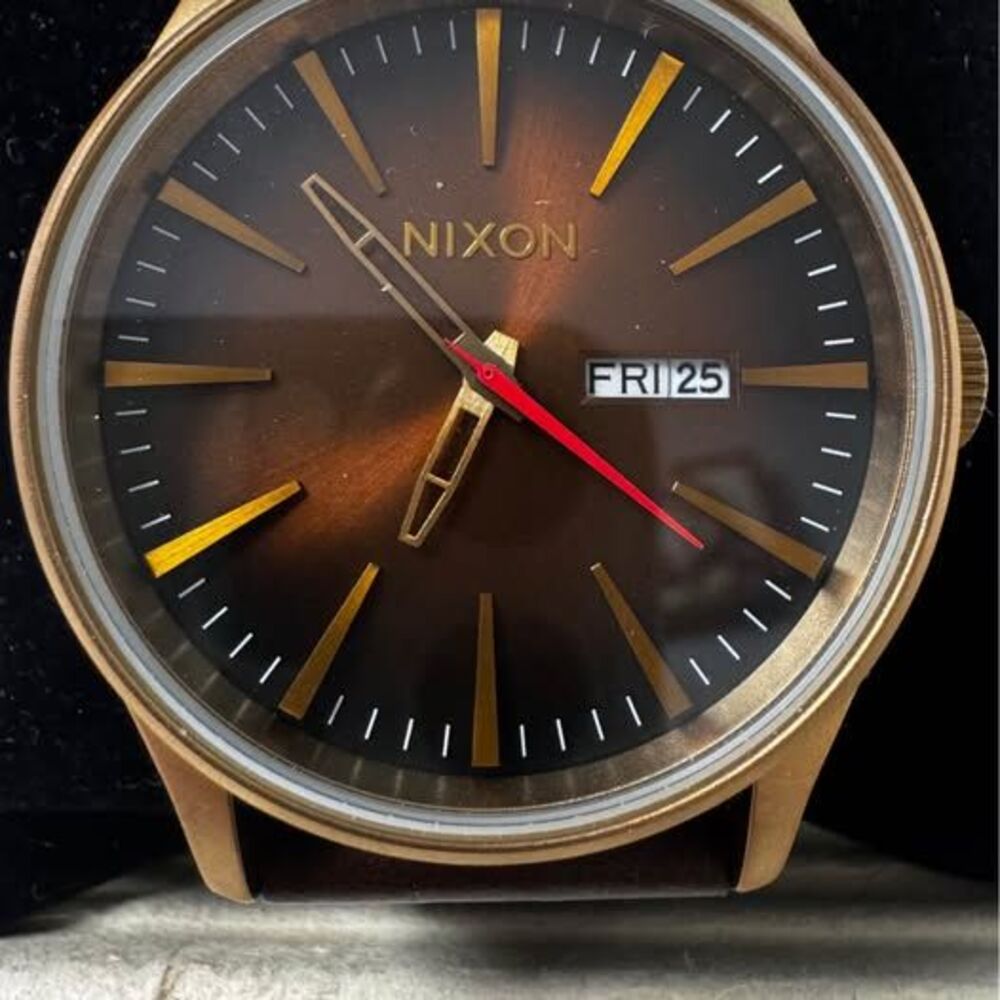 Nixon Sentry Watch – Brown Dial, Leather Strap
